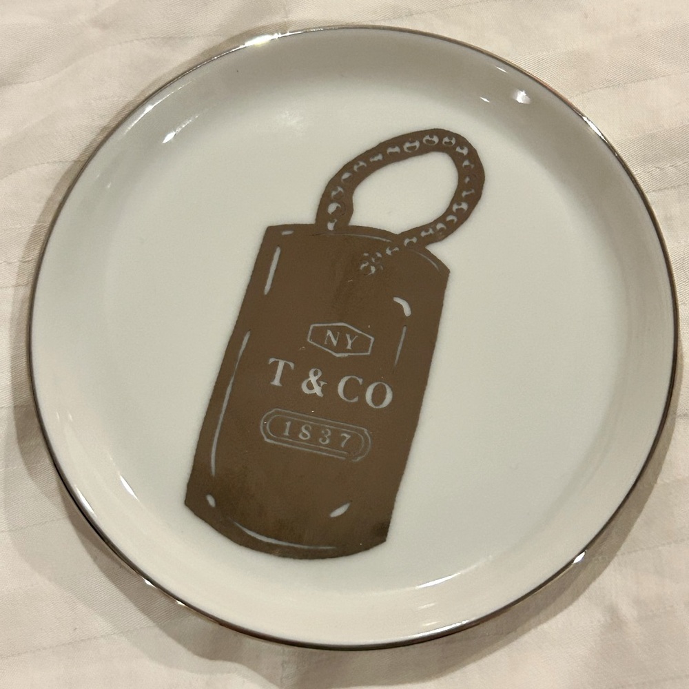 Tiffany & Co. 1837 NY T & CO Porcelain‎ Trinket Jewelry Dish Numbered Tag Logo